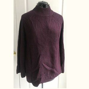 PINK ROSE , Artisan Wine Sweater, Size Large, Mock Neck Knit , Plum, Burgundy